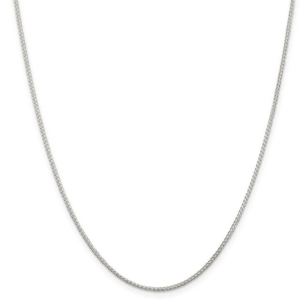1.25mm Rhodium Plated Sterling Silver Round Spiga Chain Necklace, 24in